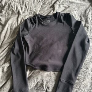 Black Long Sleeve Crop Top